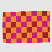 Red Orange Pink Checkered Pattern Design  Golfhanddoek (Horizontaal)