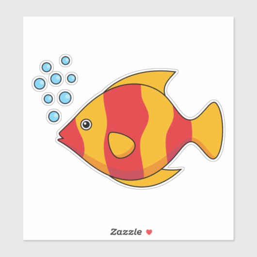 Red Orange Tropical Fish Sticker (Vel)