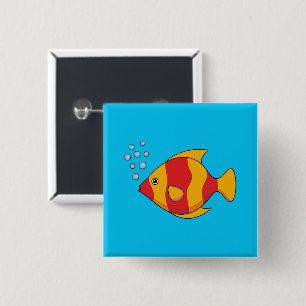 Red Orange Tropical Fish Vierkante Button 5,1 Cm