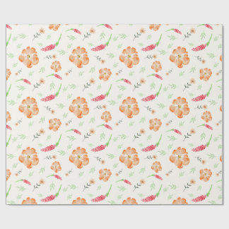 Red & Orange Wildflower Watercolor Wrapping Paper Cadeaupapier