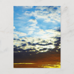 Red Oranje Blue Sunset met wolken Briefkaart