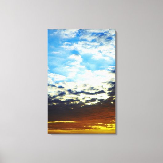 Red Oranje Blue Sunset met wolken Canvas Afdruk (Voorkant)