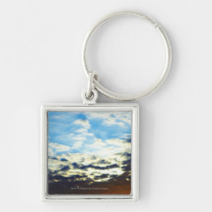 Red Oranje Blue Sunset met wolken Sleutelhanger
