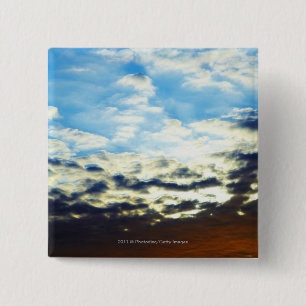 Red Oranje Blue Sunset met wolken Vierkante Button 5,1 Cm