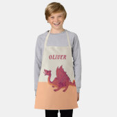 Red Oranje Dragon Drawing Kind's naam Schort (Gedragen)