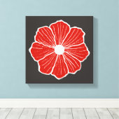 Red Oranje Flower Art Canvas (Insitu (Houten vloer))