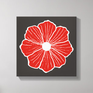 Red Oranje Flower Art Canvas