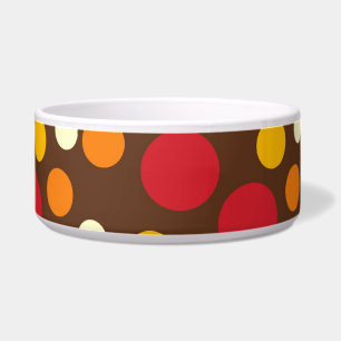 Red Oranje Gellow White Brown Polka Dots Pattern Voerbakje