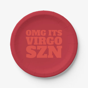 Red Oranje OMG Het is Virgo SZN Cool Papieren Bordje
