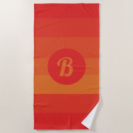 Red Oranje Stripes aangepast monogram gestreepte p Strandlaken (Voorkant)