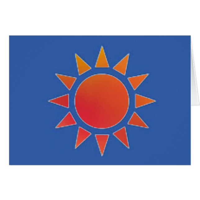 Red Oranje Sun Greeting/Note Card (Voorkant Horizontaal)