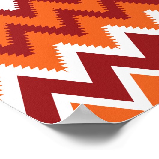Red Oranje Tribal Pattern Aztec Chevron Zigzags Poster (Hoek)