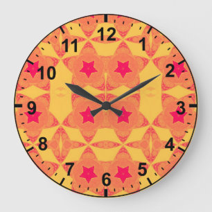Red Oranje Yellow Pattern~ CLOCK Grote Klok