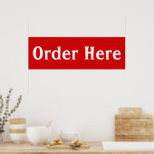 Red Order Here Diner Wall Art Poster Imprimer (Cuisine)