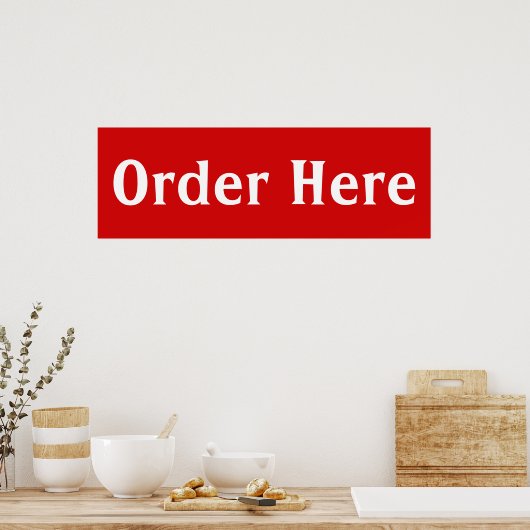 Red Order Here Diner Wall Art Poster Imprimer (Cuisine)