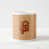 Red Oriental Dragon op Bamboo-stijl Extra Grote Beker (Voorkant)