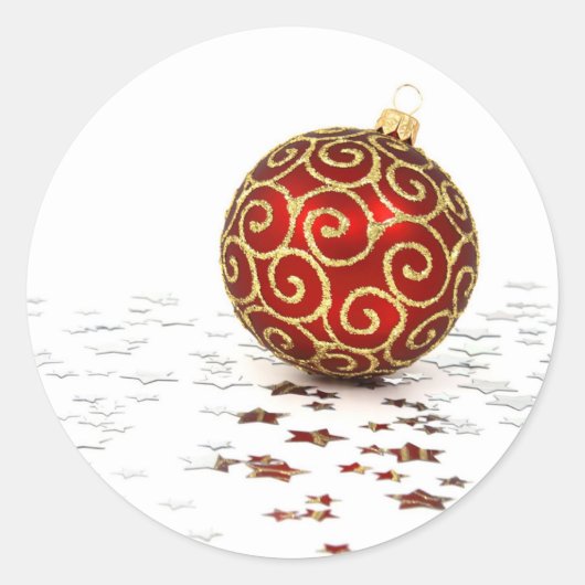 Red Ornament and Stars Sticker (Voorkant)