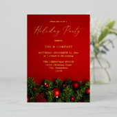 Red Ornament & Garland Holiday Folie Uitnodiging (Staand Voorkant)