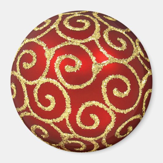 Red Ornament met Gold Swirls Magneet (Voorkant)