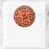 Red Ornament met Gold Swirls Sticker (Tas)