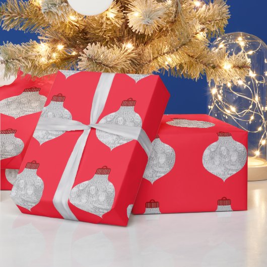 Red Ornament Photo-sjabloon Cadeaupapier (Feestdagen)