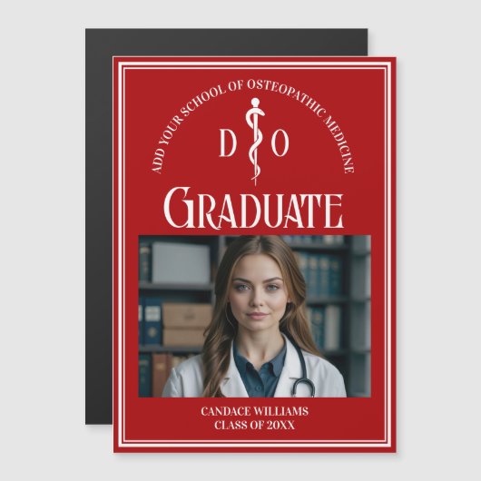 Red Ostéopathic Médicale School Graduation Magnet (Devant / Derrière)