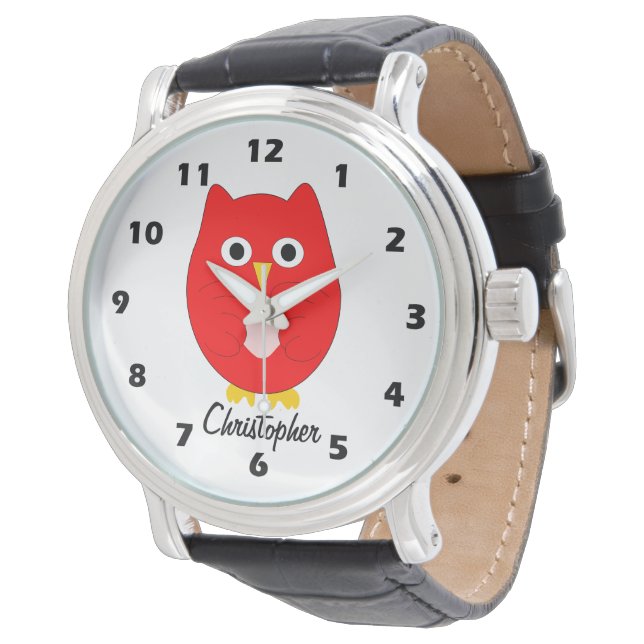 Red Owl Design Personalised Horloge (Gekanteld)