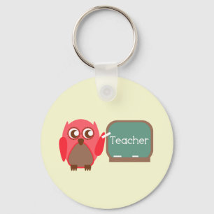 Red Owl leraar op het bord van Chalkboard Sleutelhanger