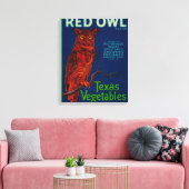 Red Owl Vegetable Label Canvas Afdruk (Insitu (Woonkamer))