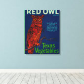 Red Owl Vegetable Label Canvas Afdruk (Insitu (Houten vloer))