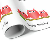 Red Owls Design Birthday Gift Cadeaupapier (Rol Hoek)