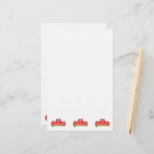 Red Owls Design Briefpapier (Voorkant / Achterkant in situ)