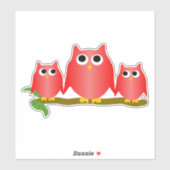 Red Owls Design Sticker (Vel)