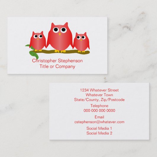 Red Owls Design Visitekaartje (Voorkant / Achterkant)