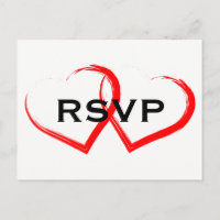 Red Paint Brush Heart RSVP-Briefkaart