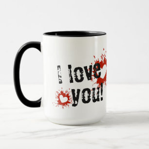 Red Paint Splatter Hearts, ik hou van je Mok