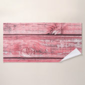 Red paint wooden desks texture. aged, home decor, (Serviette de bain)