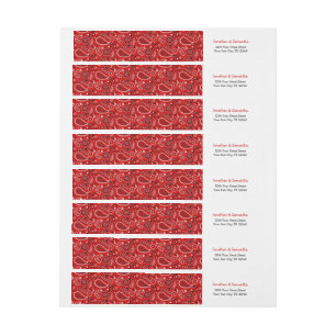 Red Paisley Bandana Print Wraparound Address Label