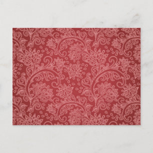 Red Paisley Damask Designer Floral Classic Briefkaart
