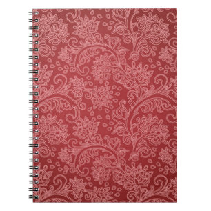 Red Paisley Damask Designer Floral Classic Notitieboek
