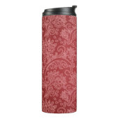 Red Paisley Damask Designer Floral Classic Thermosbeker (Gedraaid links)