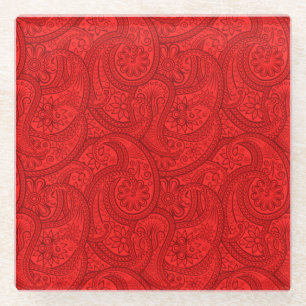 Red Paisley Glazen Onderzetter