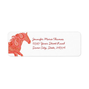 Red Paisley Horse Etiket