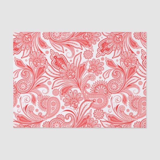 Red  Paisley Pattern Tissuepapier (Voorkant)