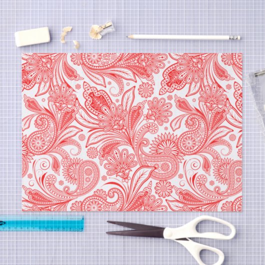 Red Paisley Pattern Tissuepapier (Craft)