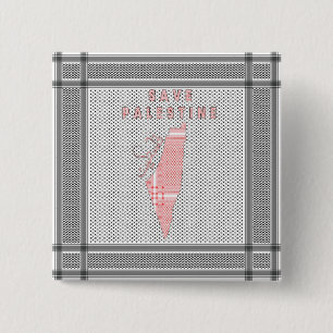 Red Palestina knop - Palestijnse Speld Knop Vierkante Button 5,1 Cm
