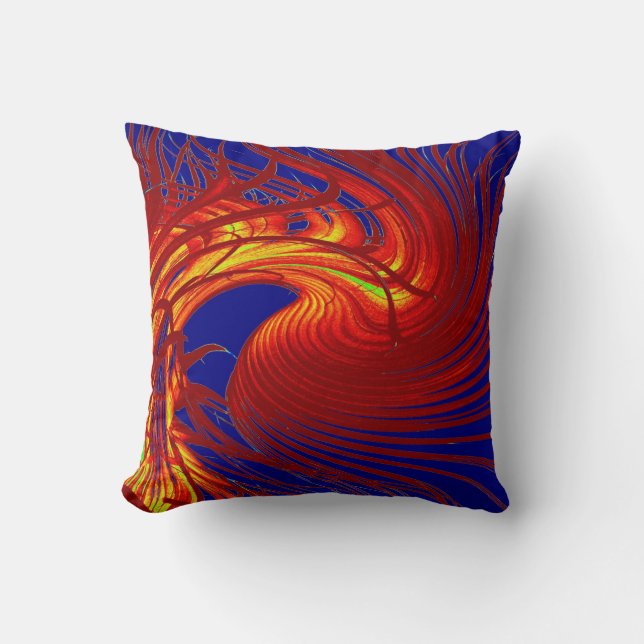 "RED PALM SWIRL" TOSS PILLOW KUSSEN (Voorkant)
