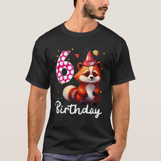 Red Panda 6th Ik ben 6 T-shirt (Voorkant)