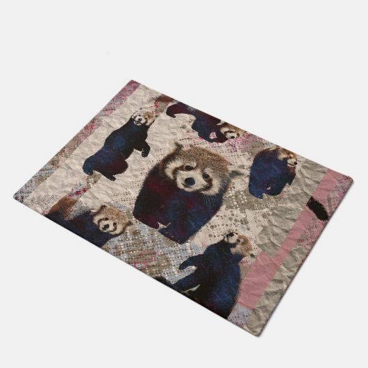 Red Panda Abstracte gemengde media digitale kunstc Deurmat (Schuin)