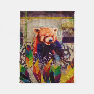 Red Panda Abstracte  kunstsamenstelling pop Fleece Deken